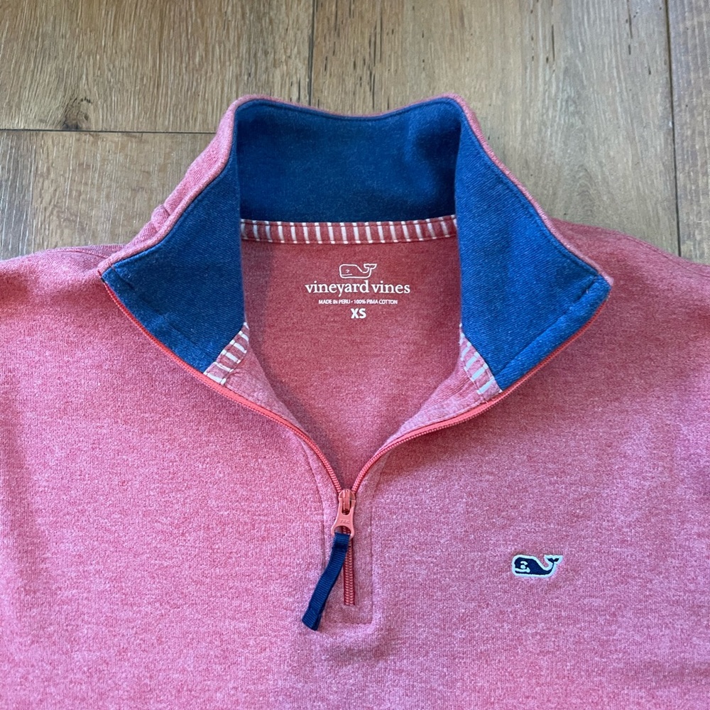 Vineyard Vines Heathered Red Quarter-Zip Long Sleeved Men’s XS